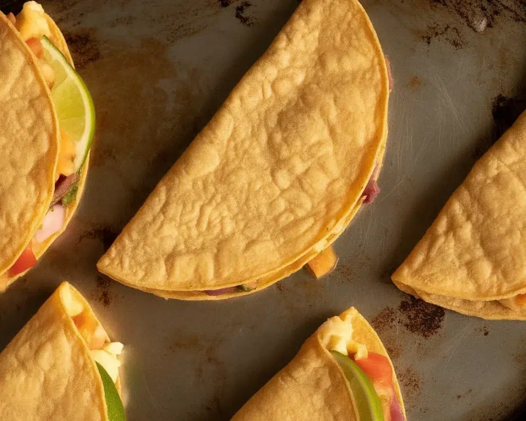 Delicious baked chicken tacos with shredded chicken, cheese, and toppings ready in 30 minutes.
