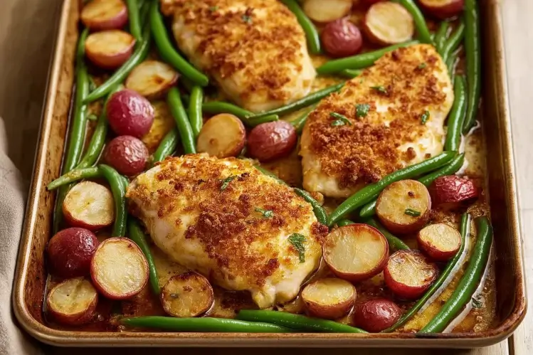 Delicious Chicken Parmesan with Vegetables, featuring crispy parmesan crust and vibrant veggies.