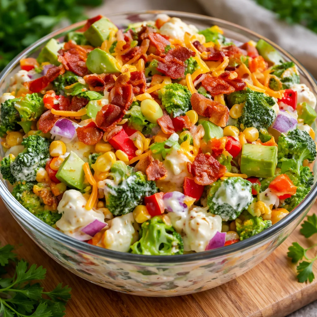 Bacon Ranch Chopped Salad with fresh toppings and creamy dressing