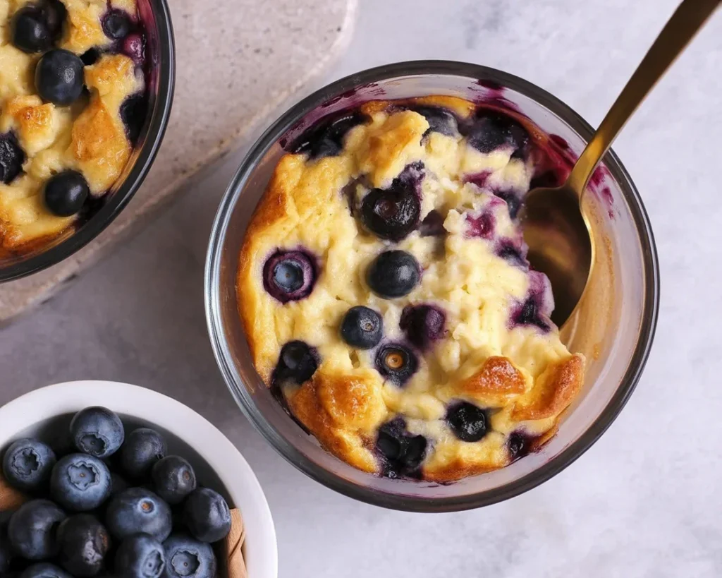 High Protein Blueberry Cottage Cheese Breakfast Bake with fresh blueberries and oats
