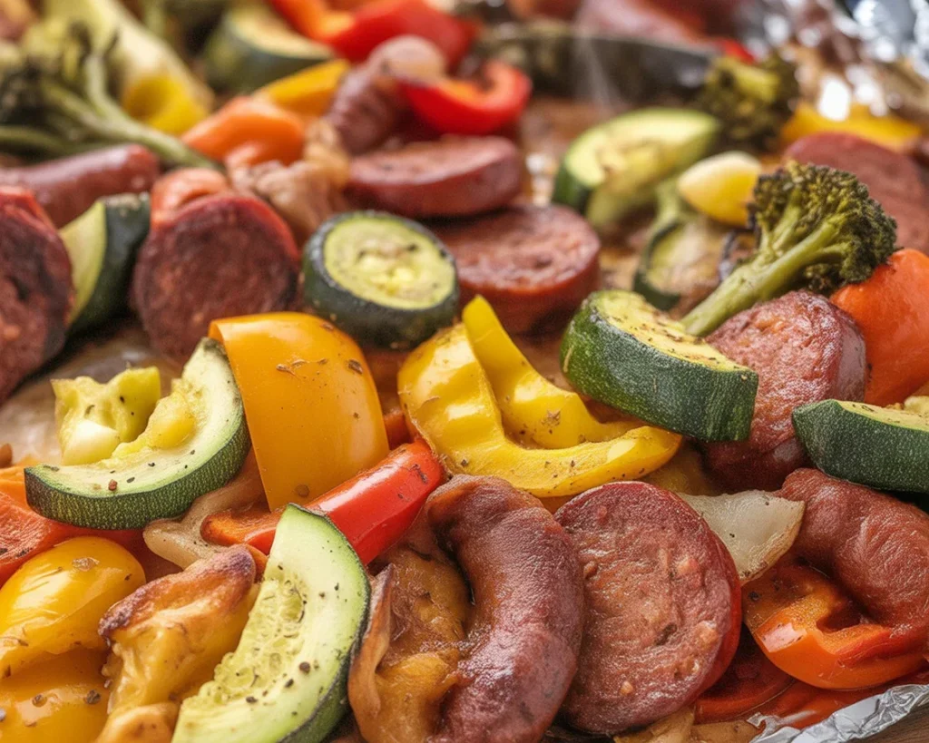 Colorful Sausage Veggie Skillet Bowl with fresh ingredients and vibrant vegetables