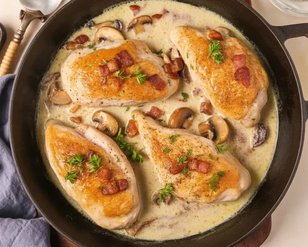 Oven baked Chicken Breast with seasonings and cooking instructions.