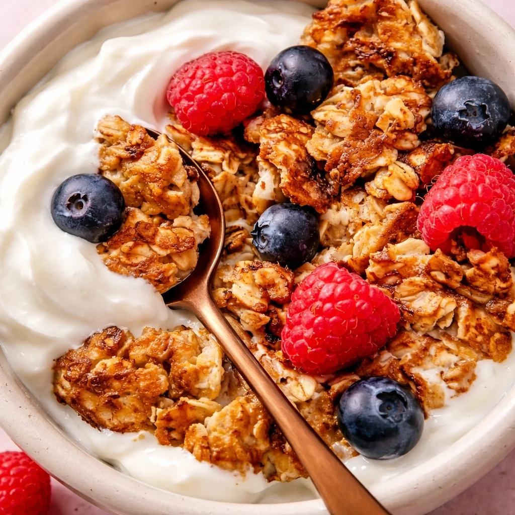 Bowl of viral scrambled oats topped with banana and cinnamon.