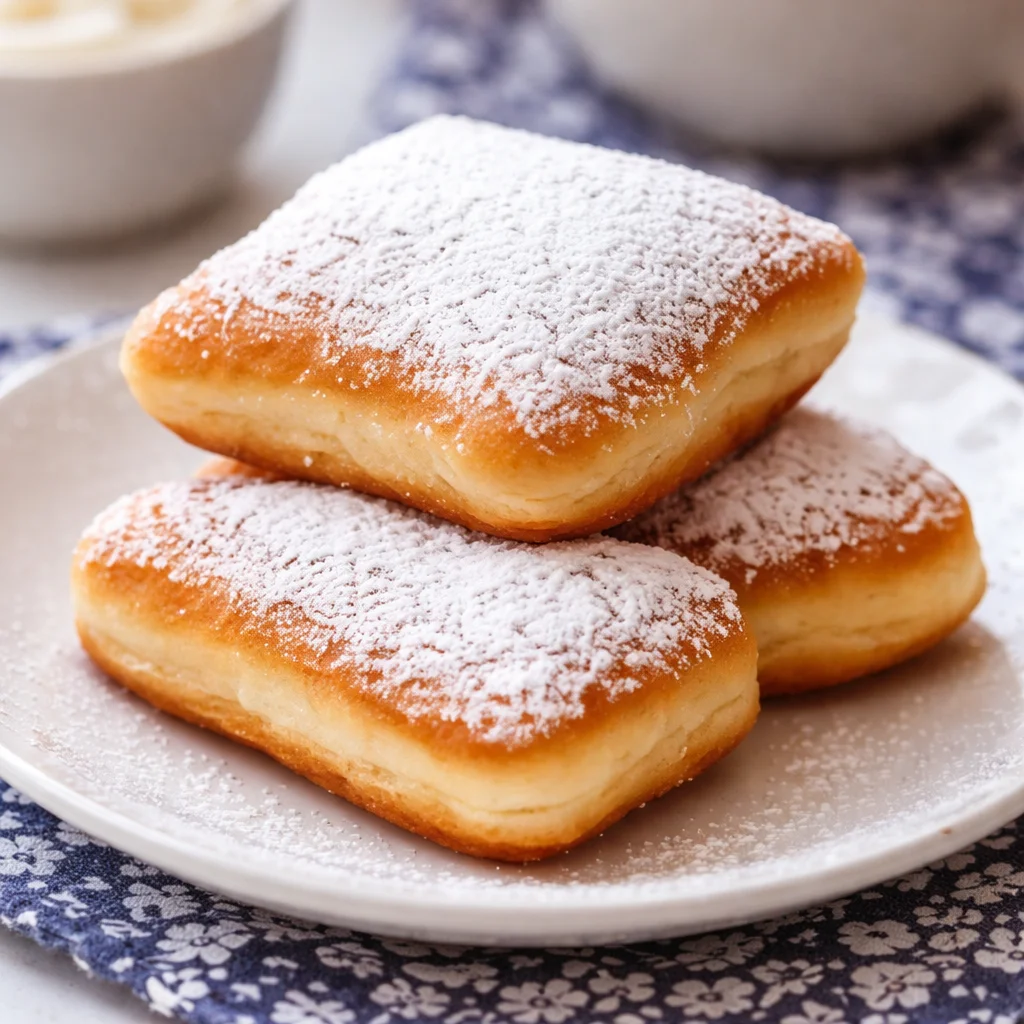 Homemade Vanilla French Beignets dusted with powdered sugar