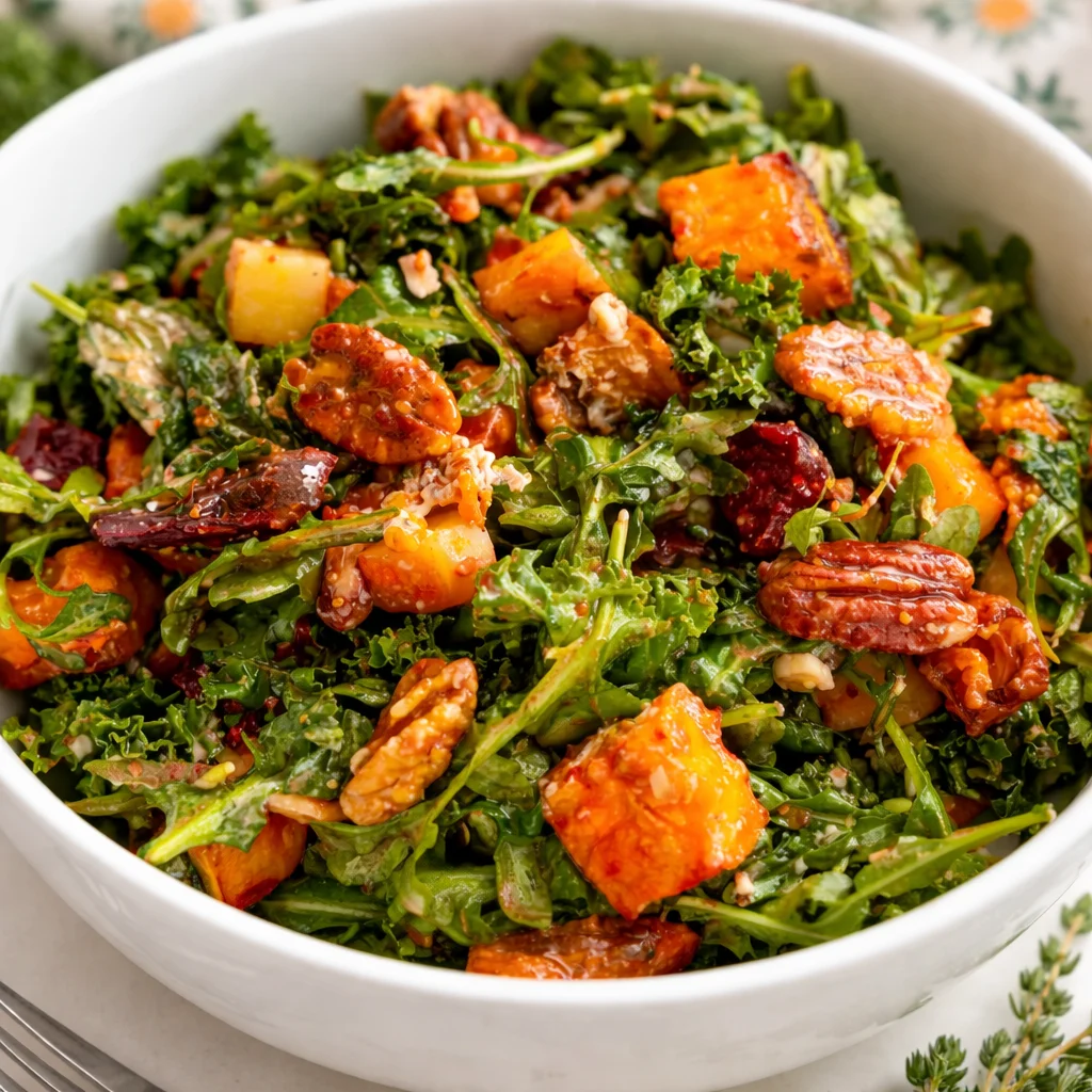 Delicious harvest salad with lemon thyme dressing showcasing vibrant seasonal ingredients.