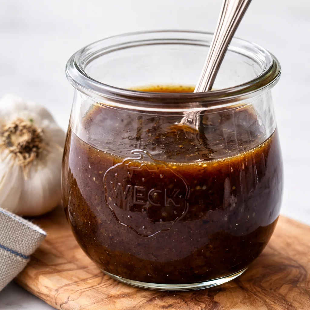 Delicious Balsamic Vinaigrette made with balsamic vinegar, honey, garlic, and mustard.