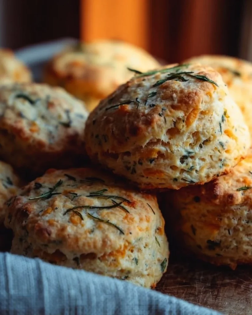 Garlic and herb sourdough biscuits fresh out of the oven.