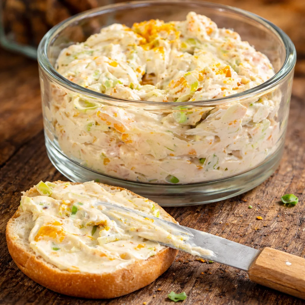 Delicious Lauch Mandarinen Aufstrich served as a gourmet bread spread.