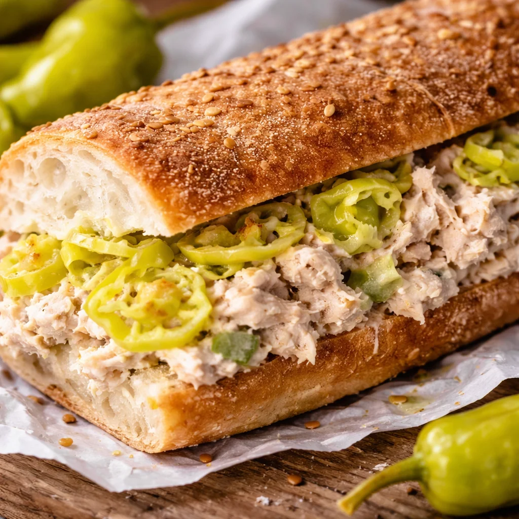 Delicious Lemony Tuna Salad Sandwich with crunchy veggies and capers.