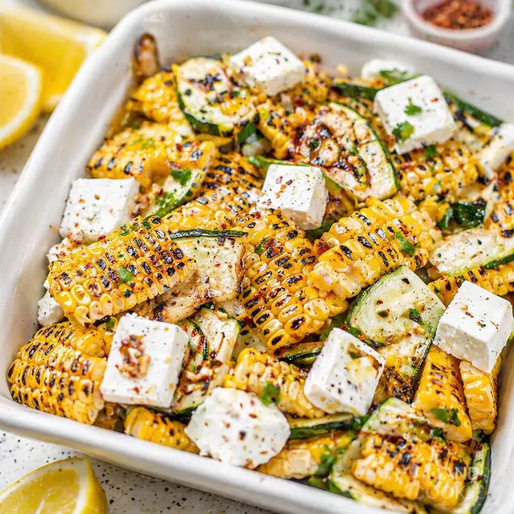 Colorful Grilled Corn Salad with fresh veggies, herbs, and creamy dressing