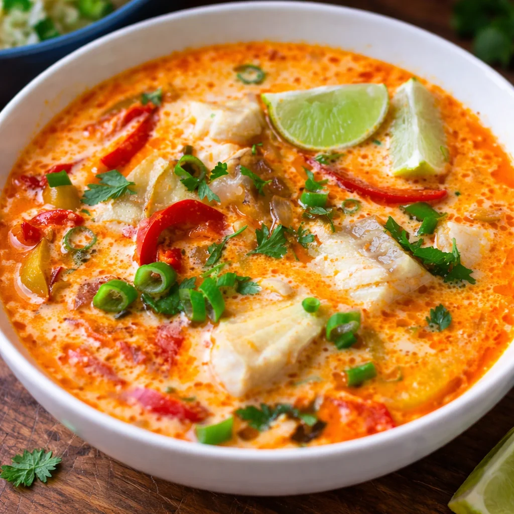 Moqueca Brazilian Fish Stew with Coconut, Tomatoes, and Fresh Cilantro