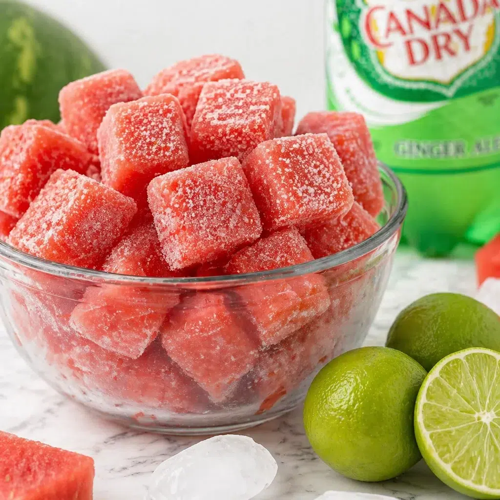 Refreshing Watermelon Lime Slush made with fresh watermelon and lime juice.