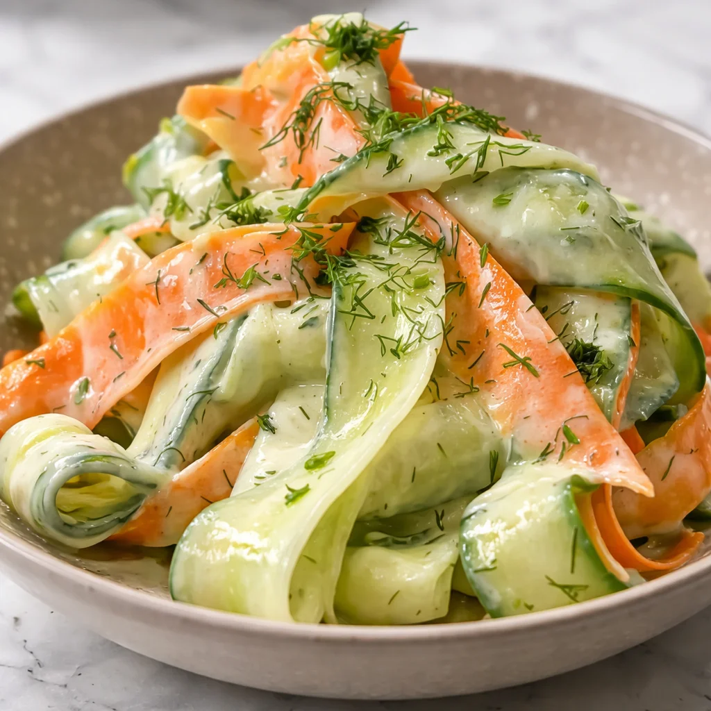 Crisp Carrot & Cucumber Salad with soy and sesame dressing in a vibrant bowl.