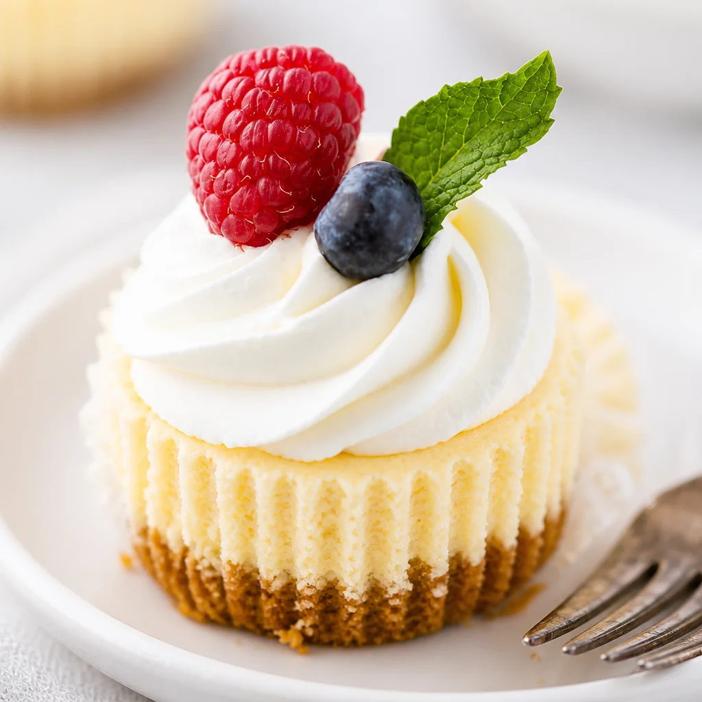 Delicious mini cheesecakes made in a muffin pan with creamy filling and graham cracker crust