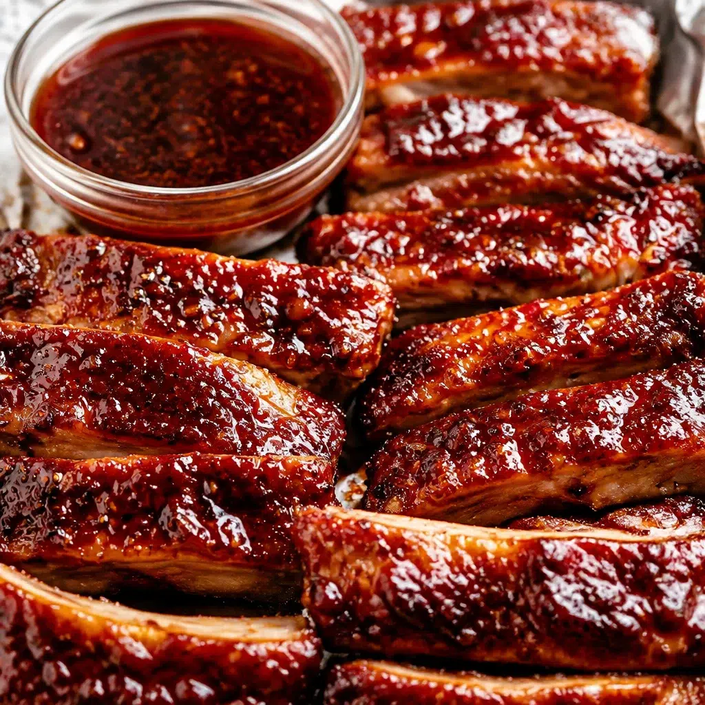Delicious oven baked barbecue ribs cooked to perfection, fall-off-the-bone tender.