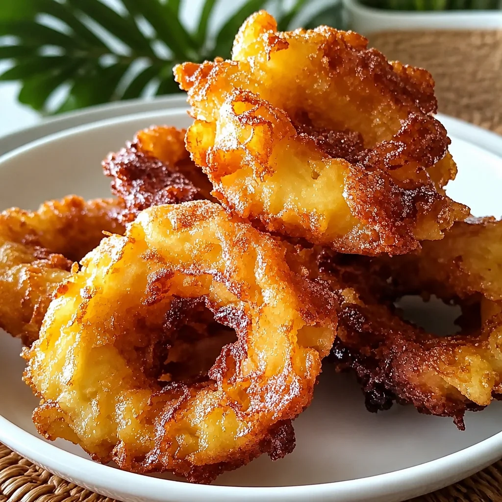 Crispy pineapple fritters fried to perfection and topped with powdered sugar.