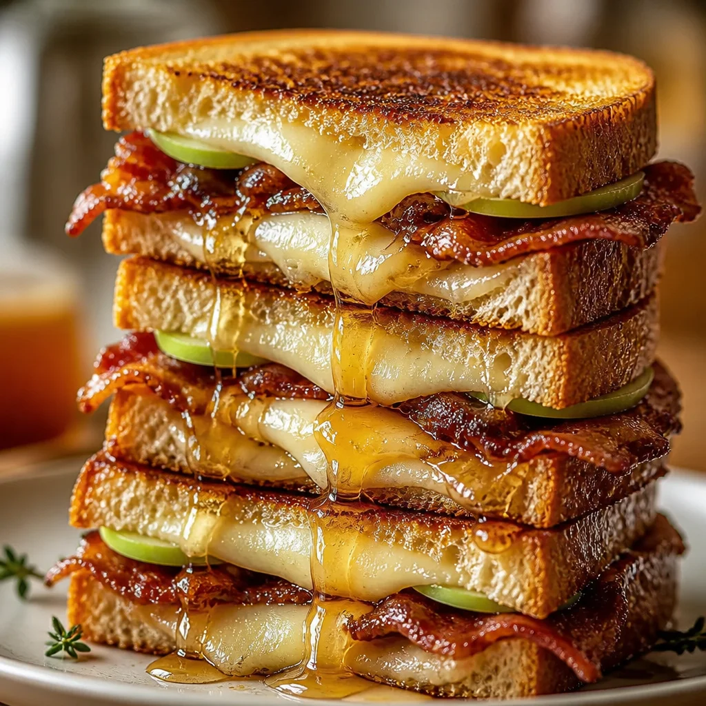 Delicious Hot Honey Grilled Cheese sandwich with melted cheese and crispy bread.