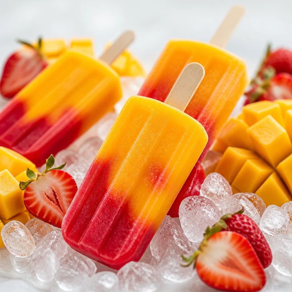 Delicious homemade Strawberry Mango Popsicles made with fresh strawberries and mangoes.