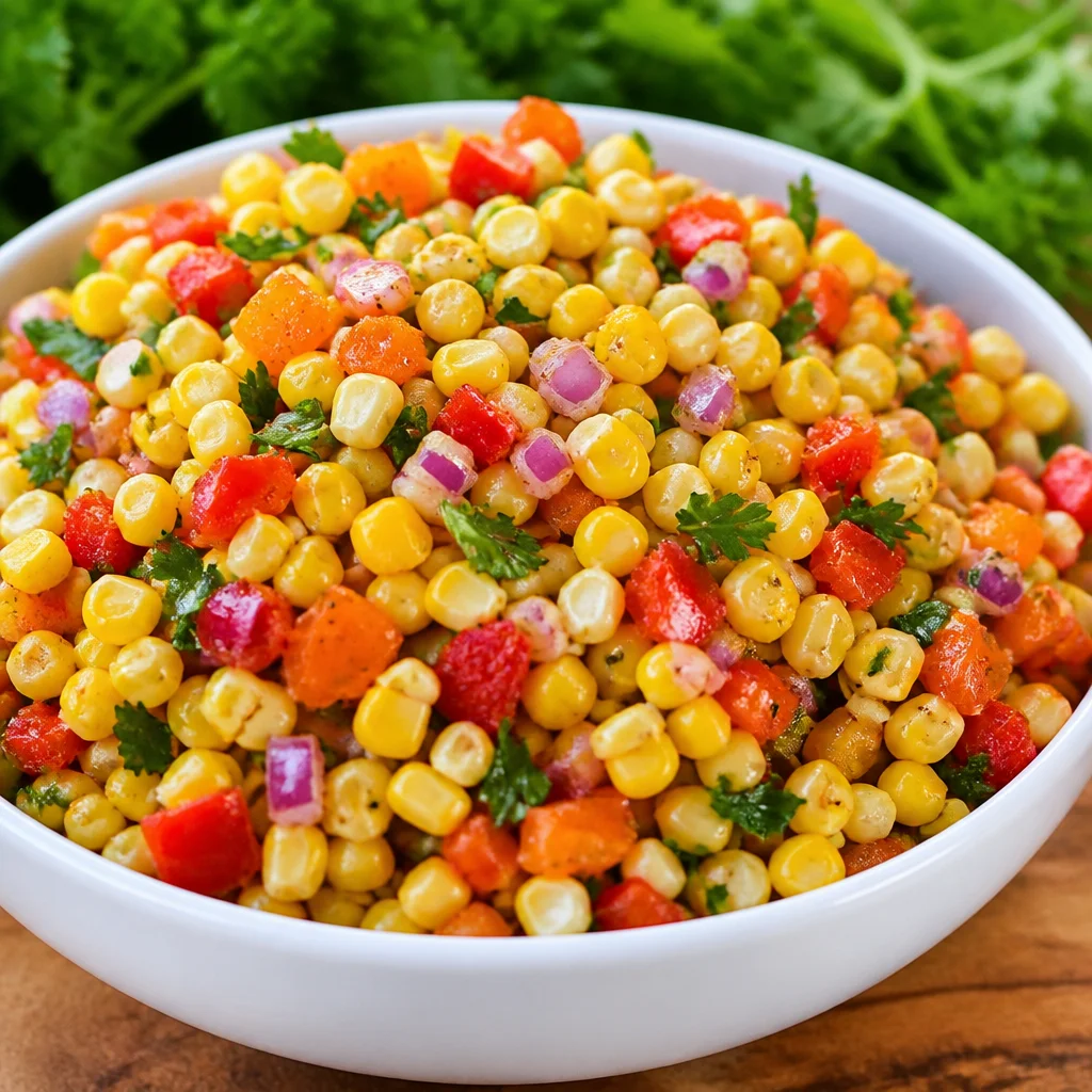 Delicious and colorful Cajun Corn Salad with grilled sweet corn and fresh veggies.