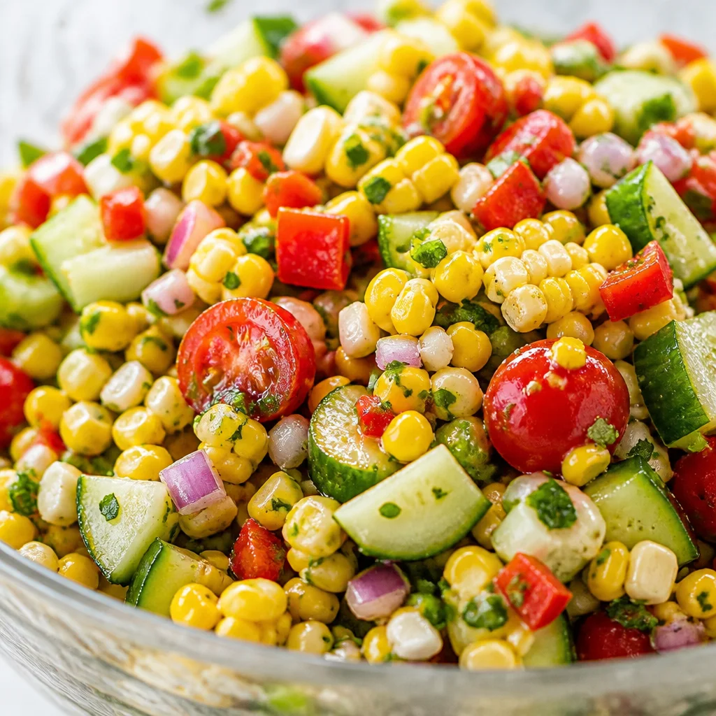 Fresh Corn Salad with Tomatoes and Feta Cheese for summer gatherings