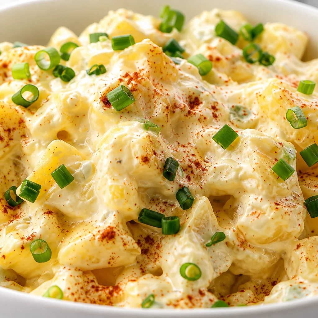 Classic Southern Potato Salad with boiled eggs and creamy dressing