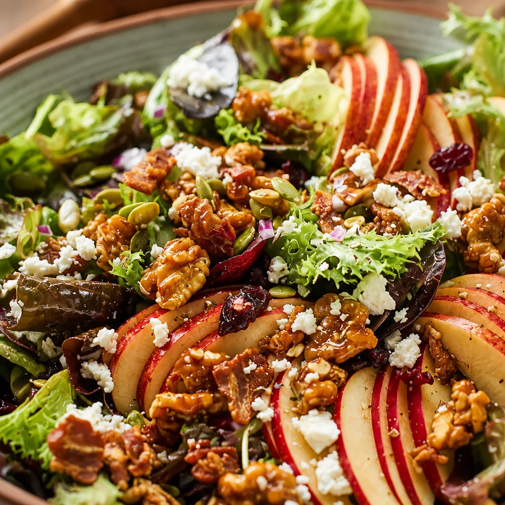 Delicious Apple Walnut Salad with crisp apples, walnuts, and creamy feta cheese