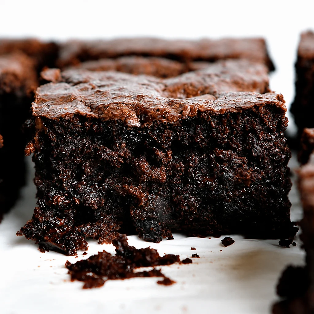 Deliciously moist and fudgy Zucchini Brownies topped with chocolate frosting.