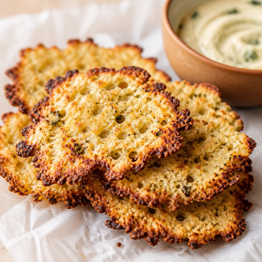Crunchy Cottage Cheese Chips made with one ingredient for a healthy snack.