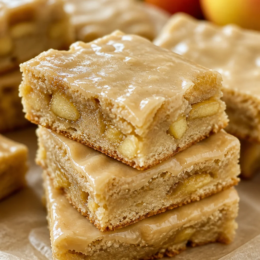 Delicious Maple Glazed Apple Blondies topped with sweet maple icing and apple chunks