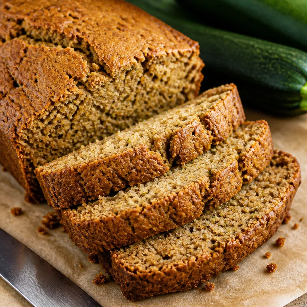Delicious homemade Zucchini Bread with walnuts and spices, ready to be served.