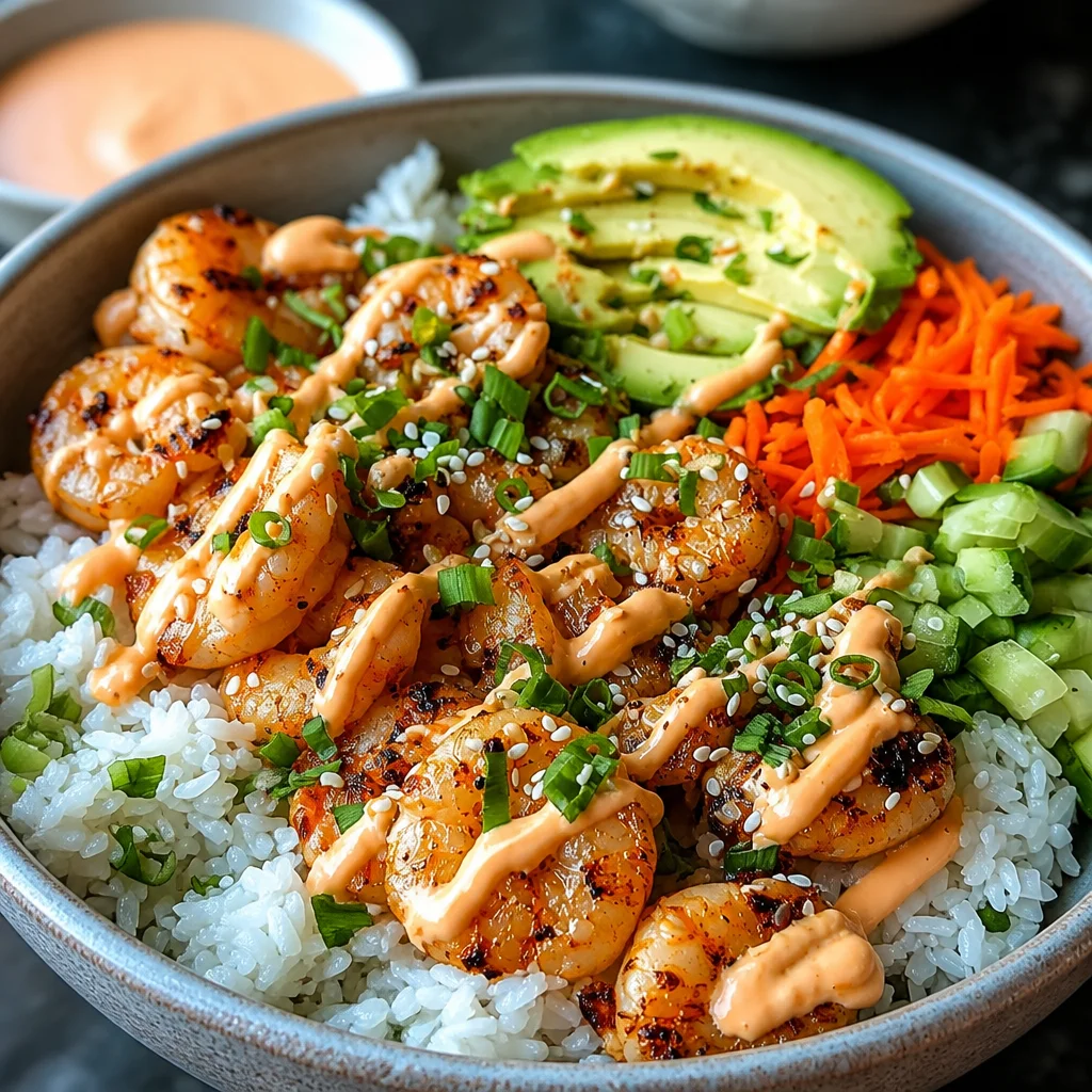 Delicious Shrimp Rice Bowls with flavorful toppings and rice varieties.