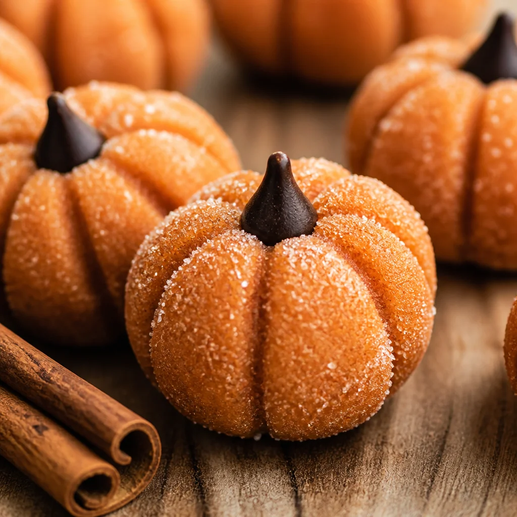 Delicious Pumpkin Cheesecake Truffles coated in chocolate, perfect for fall desserts.