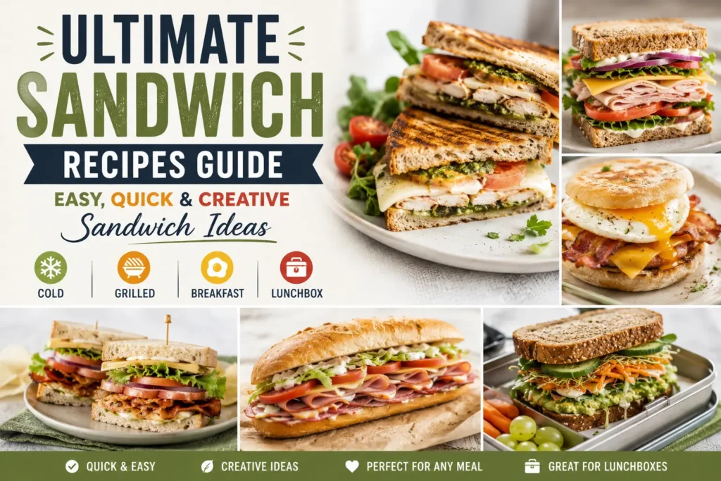 Sandwich Recipes Guide: Easy, Quick & Creative Sandwich Ideas (Cold, Grilled, Breakfast & Lunchbox)